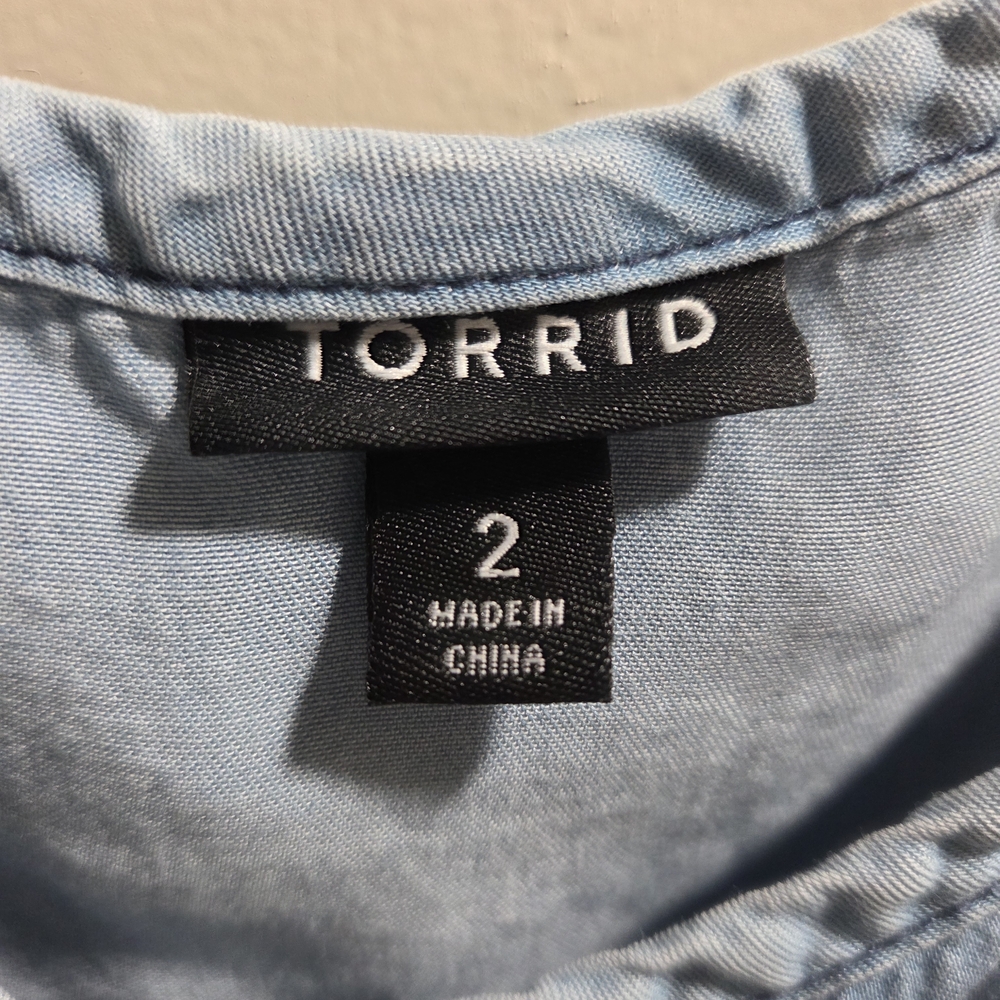 torrid Light Blue Denim Button-Front Slip Dress - Picture 5 of 5